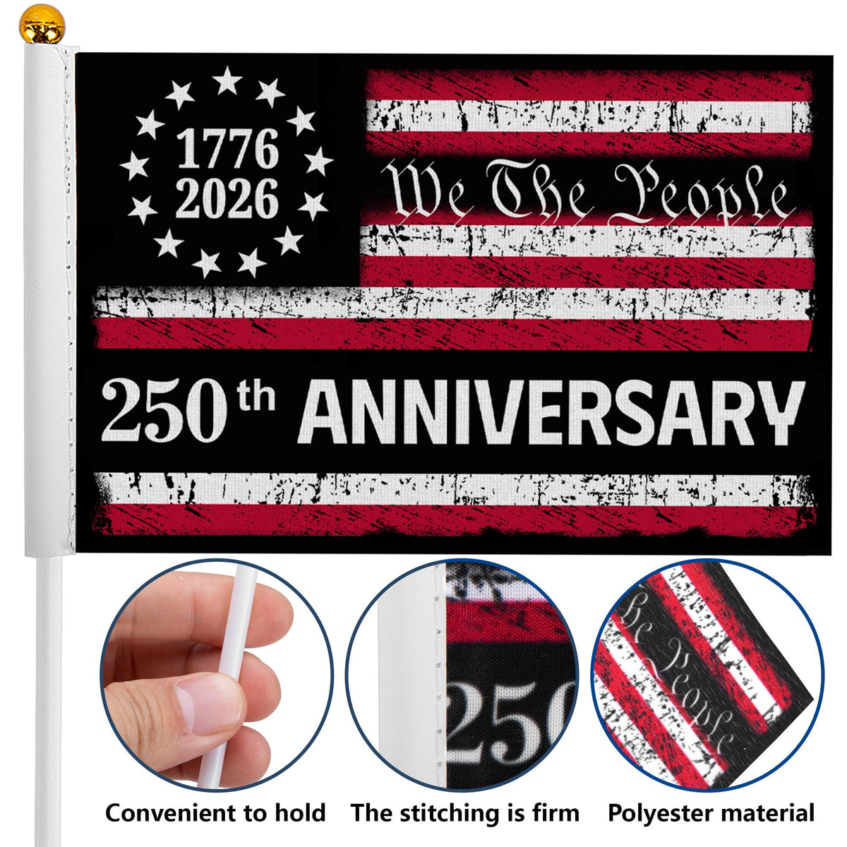 Deloky USA 250th flag round-top stick offers fade-resistant performance.