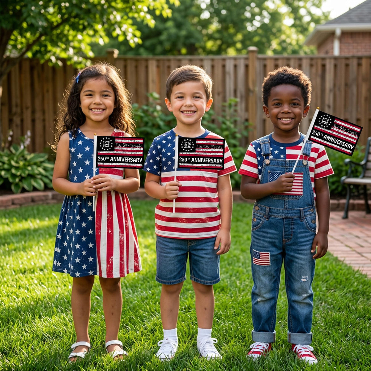 Deloky USA 250th flag pack ideal for table, garden, and home decor.