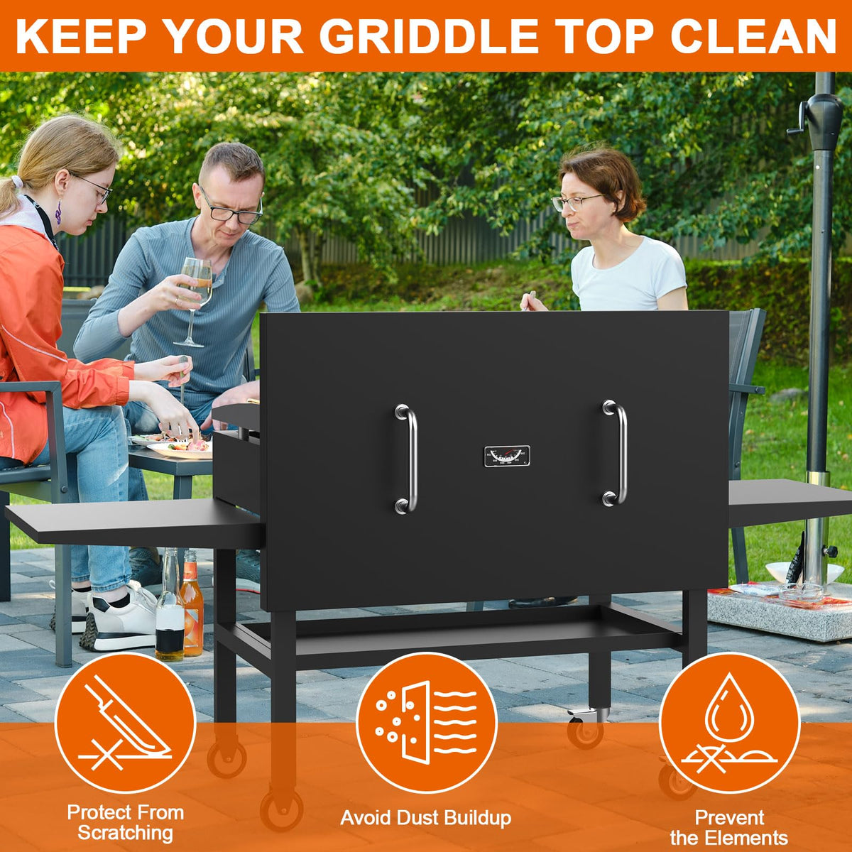 DELSbbq 5004 lid cover with heat-resistant coating for durability