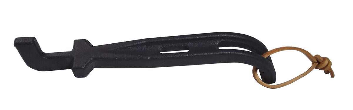 DELSbbq cast iron grid lifter front view for durable, rust-resistant grilling tool