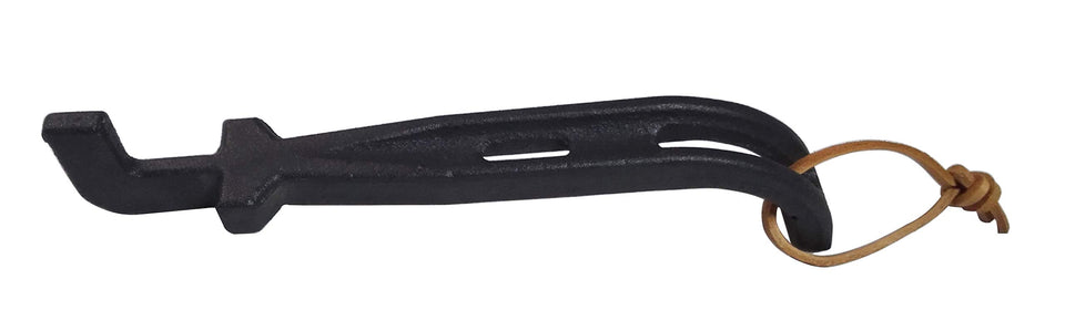 DELSbbq cast iron grid lifter front view for durable, rust-resistant grilling tool