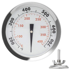DELSbbq grill thermometer bezel close-up for accurate heat monitoring on Weber grills.