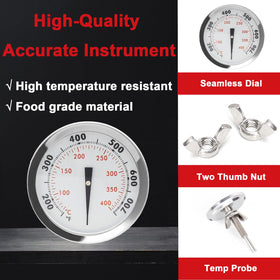 DELSbbq grill thermometer probe close-up highlights 1-1/2 inch probe for reliable sensing.