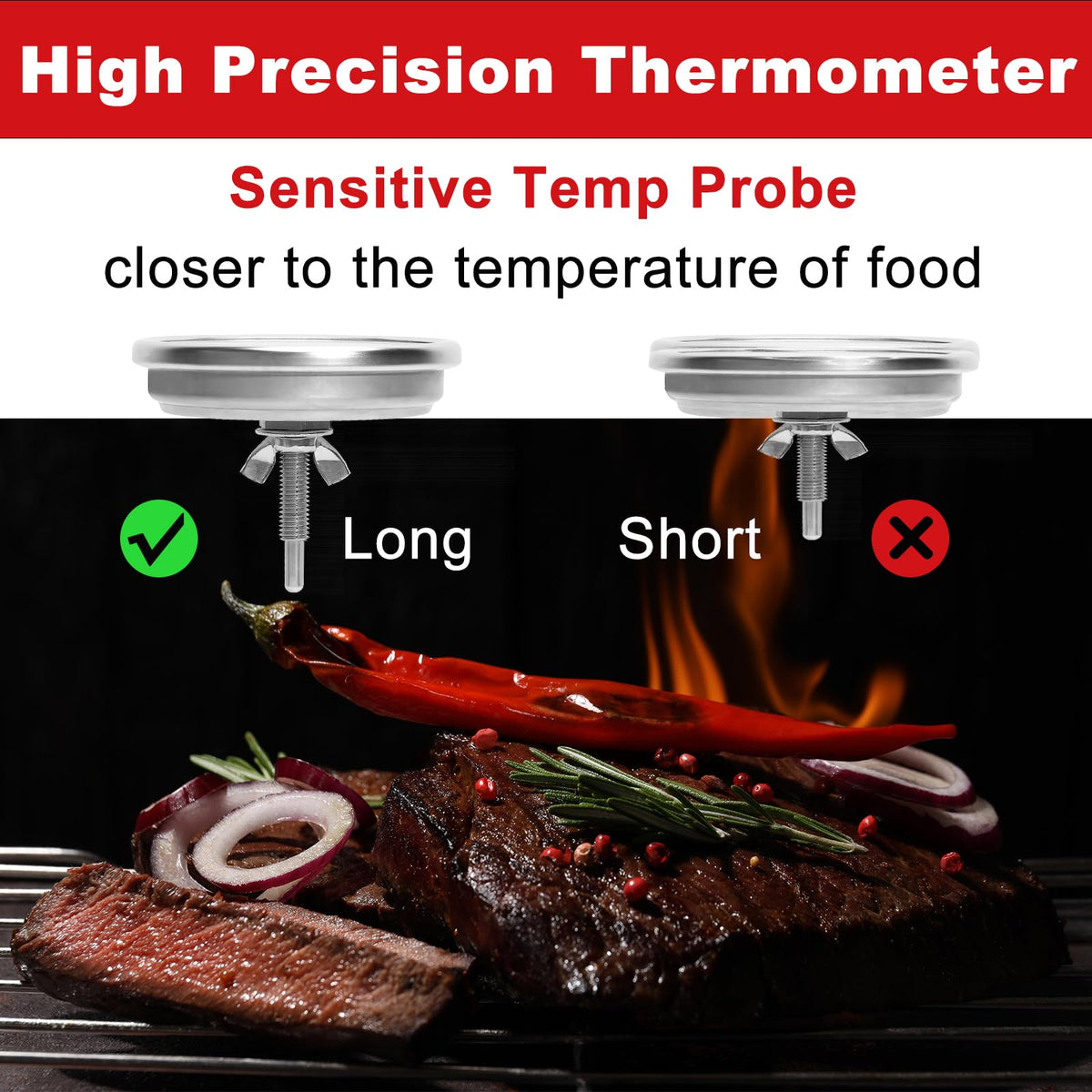 DELSbbq grill thermometer waterproof anti-fog dial keeps readability in sun or rain.