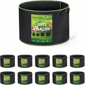 Delxo 10-pack 15-gallon aeration fabric pot promotes breathable roots for healthy transplanting.