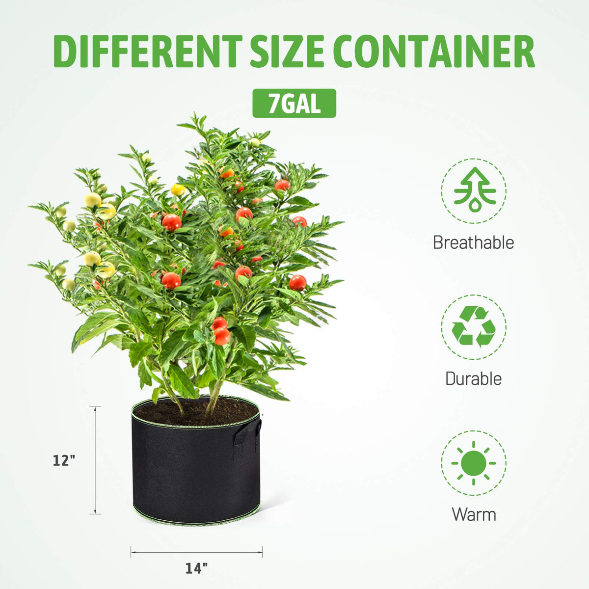 Delxo 10-pack grow bags on table setup illustrating easy organization and storage.