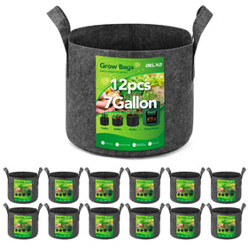 Delxo 12-pack 7-gallon grow bags ready for versatile planting and easy setup