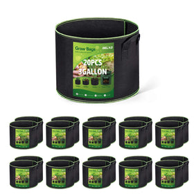 Delxo 20-pack 3-gallon grow bags close-up showing durable, reusable fabric.