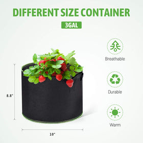 Delxo 3-gallon grow bags sturdy fabric for durable use.