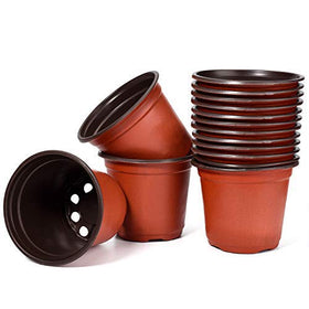 Delxo 4-inch red nursery pot top view, ideal for easy seedling start.