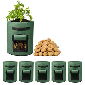 Delxo 5-pack 10-gallon grow bags, side view showing spacious potato planting capacity.