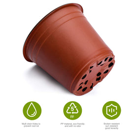 Delxo 6inch-top 4inch-bottom 4inch-tall red pot, precise seedling size.