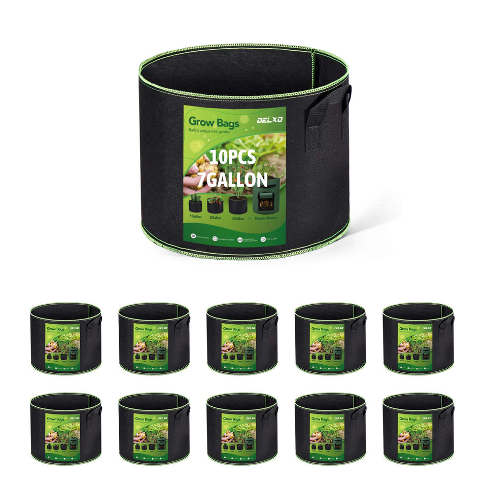 Delxo 7-gallon grow bag close-up shows breathable fabric for healthy root air flow.