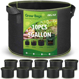 Delxo 5-gallon garden grow bag with handles for easy transport and harvest.
