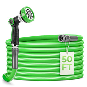 Delxo garden hose 50 ft with 8 pattern nozzle for versatile watering
