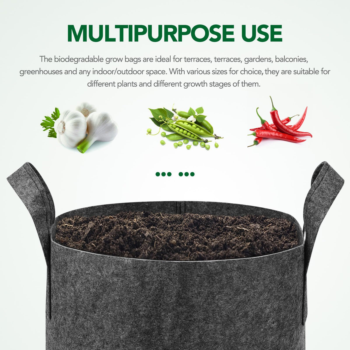 Delxo grow bags in use indoors showing root-friendly breathable environment.
