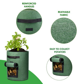 Delxo potato grow bags with flap open for easy harvest and access.