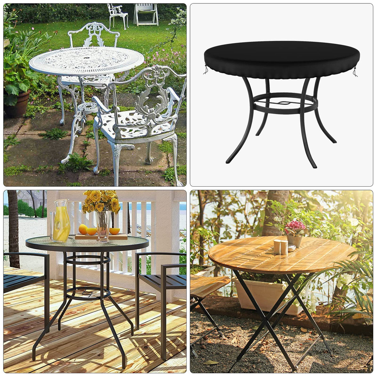 Demao all weather protection for round tables across seasons