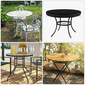 Demao all weather protection for round tables across seasons