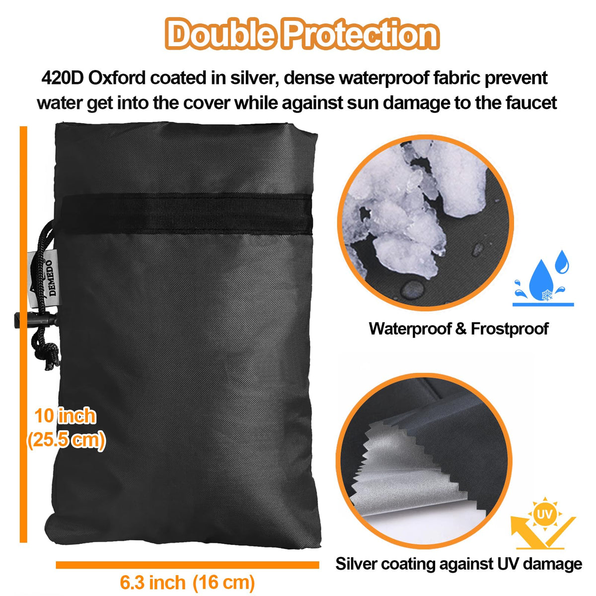 DEMEDO Waterproof Oxford cloth layer shields faucet from rain and sun