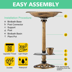Demeyad bird bath doubles as water feeder for garden visitors
