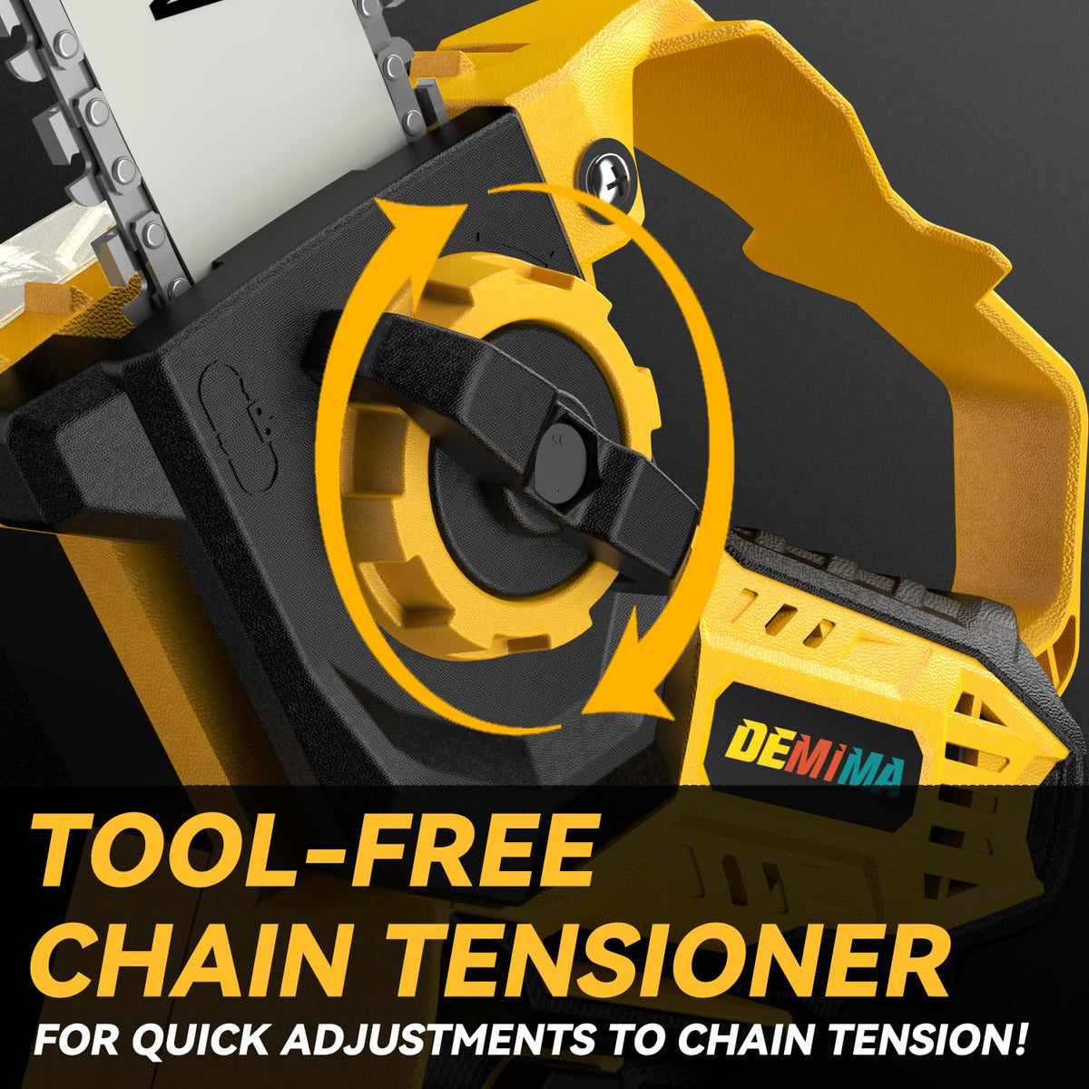 DEMIMA mini chainsaw proves Dewalt 20V compatibility with safe power connection.