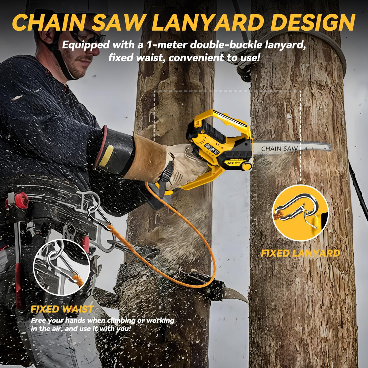DEMIMA mini chainsaw package includes safety gear and accessories for ready use.