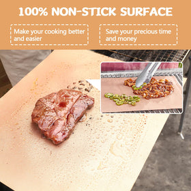 Demiwise copper grill mats dishwasher-safe feature shown for easy cleanup.