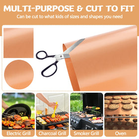 Demiwise copper grill mats in action for seafood and veggies with less mess.
