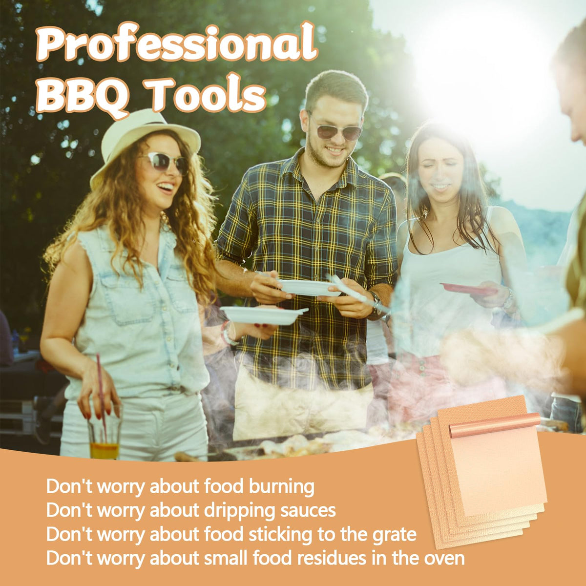 Demiwise copper grill mats nonstick coating close-up demonstrates easy food release.