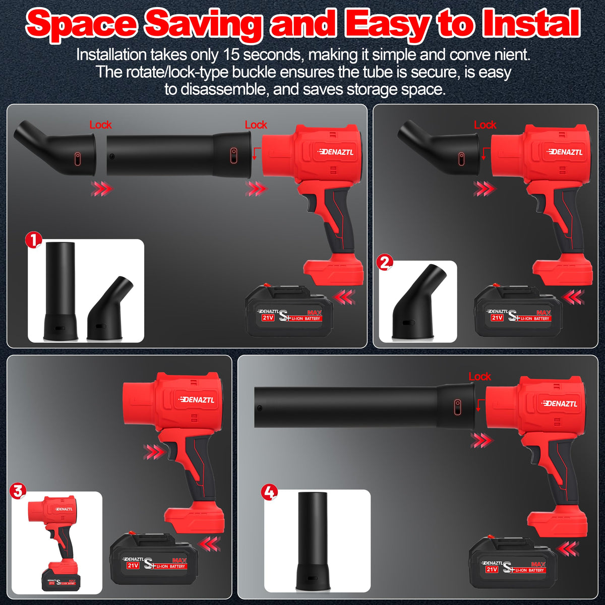Fast charger included with Denaztl blower for quick top ups
