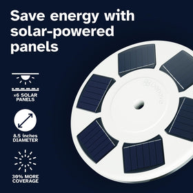 Deneve Deluxe solar flag light with 8-inch diameter for broader coverage.