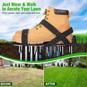 DenForste economical yard aeration by walking saves time and equipment rental.