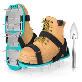 DenForste aerator shoes with adjustable straps for secure fit during lawn walks