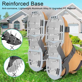 DenForste lawn aerator shoes with adjustable Velcro straps secure a snug fit