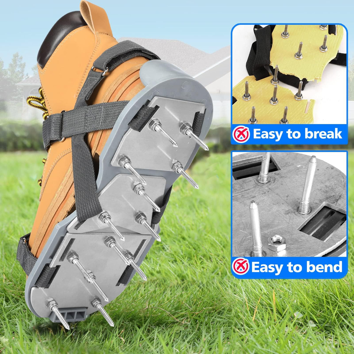 DenForste lawn aerator shoes aluminum base provides sturdy support