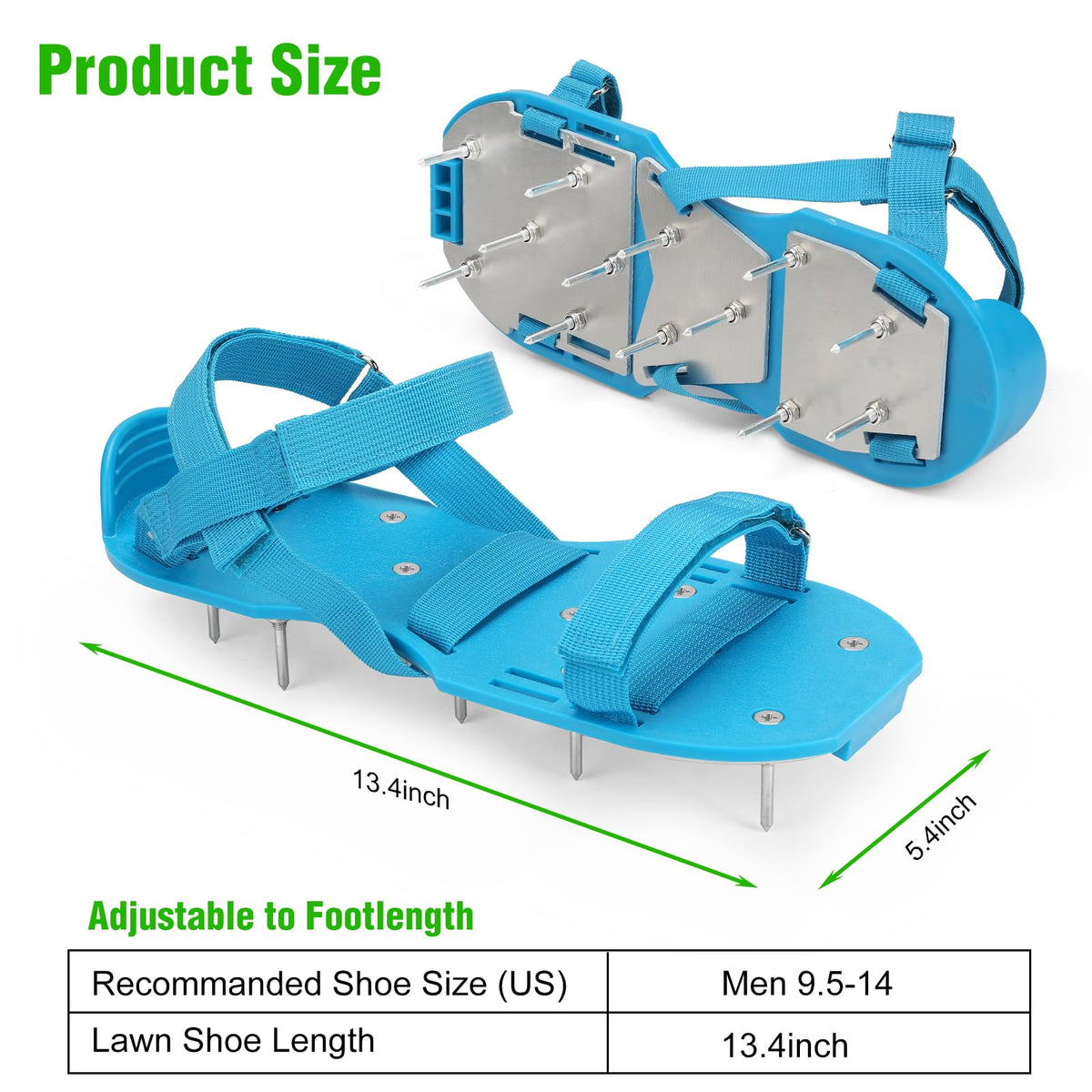 DenForste aerator shoes show aluminum base for durability and steady footing.