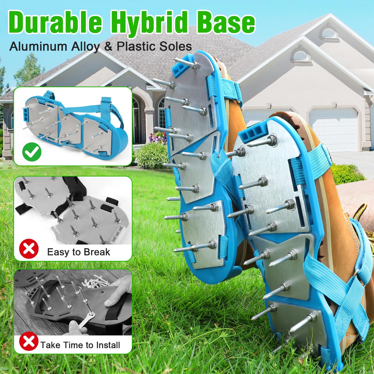 DenForste heavy-duty spikes provide robust soil penetration for better aeration