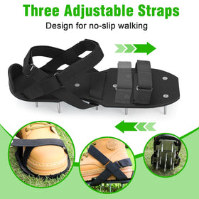 DenForste lawn aerator shoes fully assembled and ready to wear.