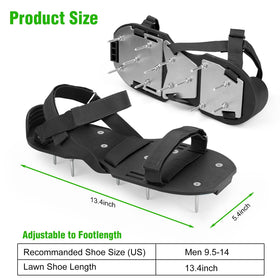 DenForste lawn aerator shoes with adjustable heel straps for secure fit.