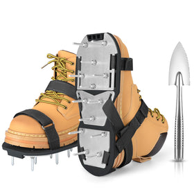 DenForste lawn aerator shoes worn for foot-level soil aeration.