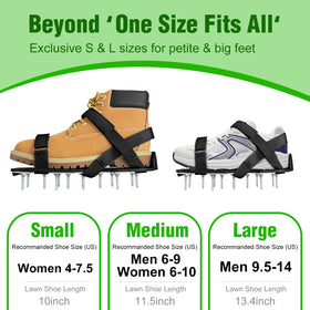 DenForste lawn aerator shoes in action on grass to improve soil oxygen.
