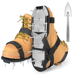 DenForste lawn aerator shoes side view highlighting spikes for lawn aeration.