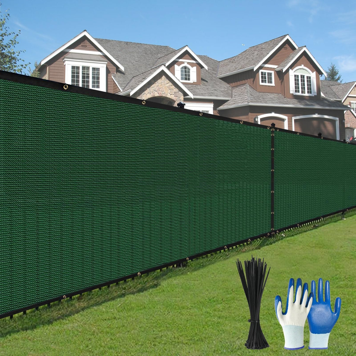 DenForste privacy fence screen roll blocks sight while allowing airflow.