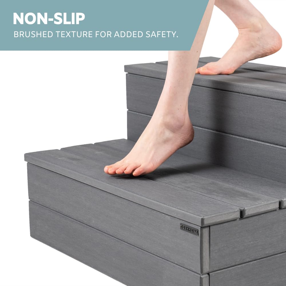 DENKOE hot tub steps sturdy design supports up to 600 lb safely