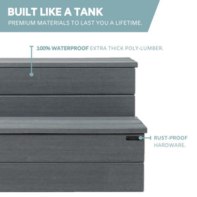 DENKOE hot tub steps wood-like plastic finish blends with outdoor spaces