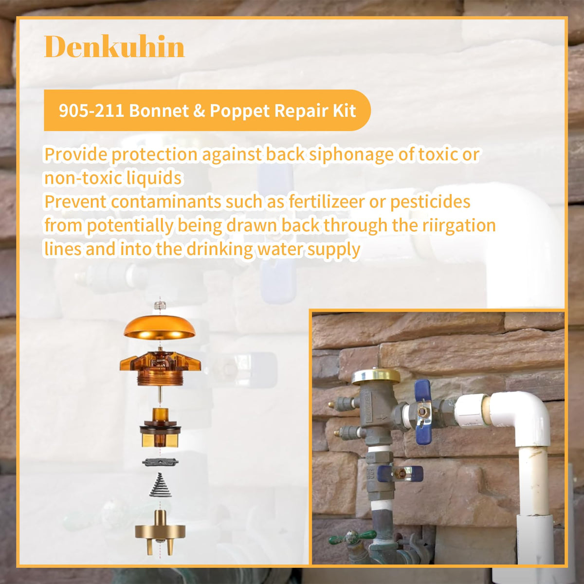 Denkuhin 905-211 bonnet and poppet kit unboxed with ready-to-install hardware