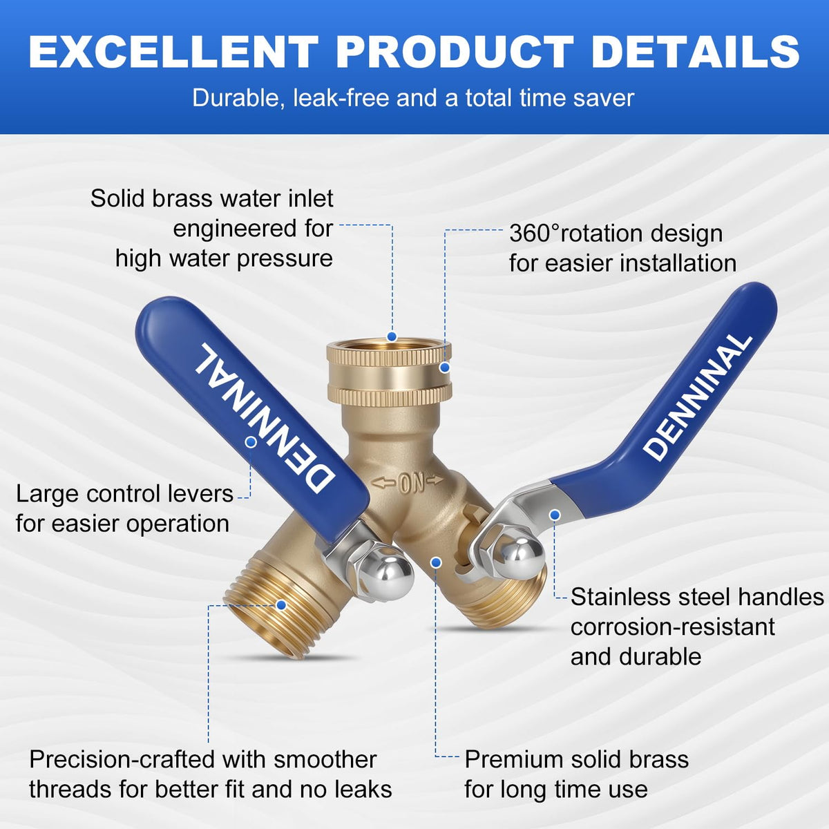 Denninal durable brass and stainless steel construction withstands outdoor weather and use.