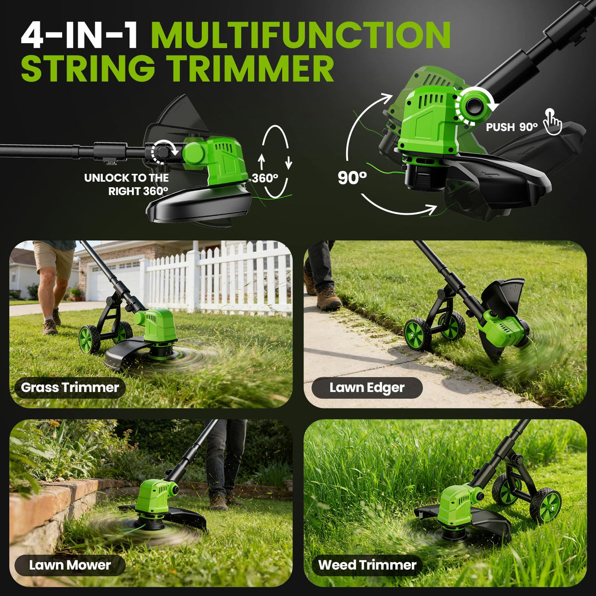 Denqir 800W brushless motor powers efficient lawn trimming