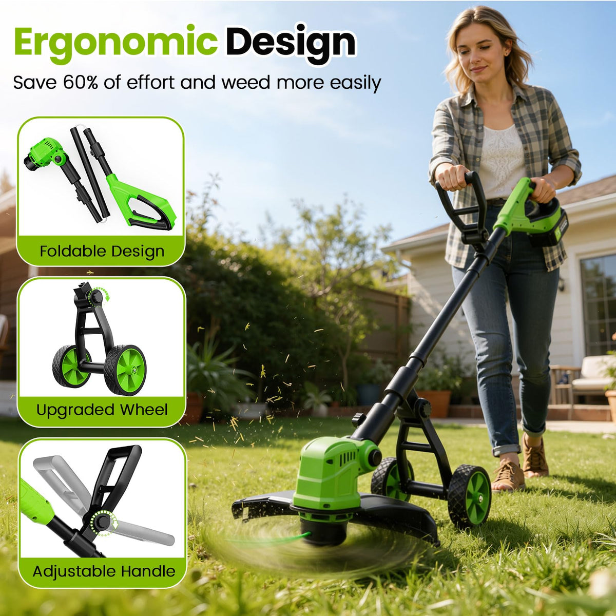 Denqir ergonomic wheel and handle improve control for corners and edges